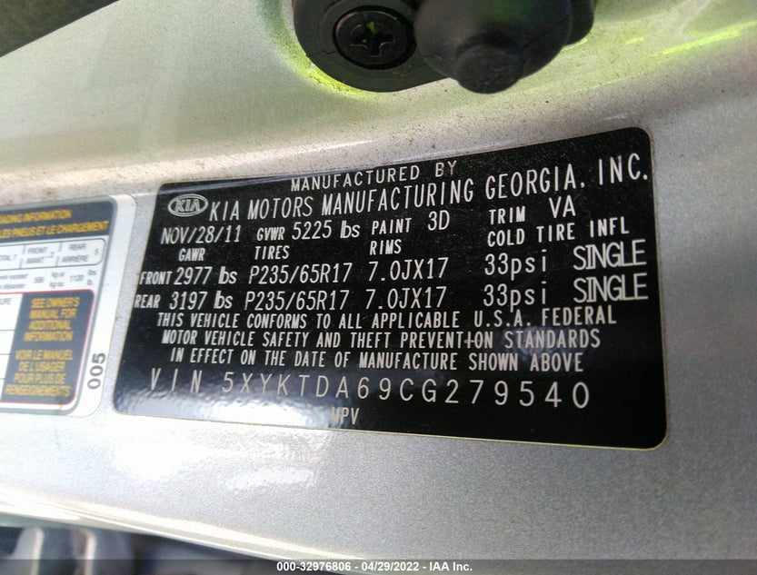 5XYKTDA69CG279540