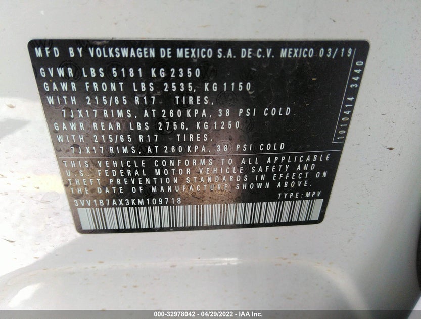 3VV1B7AX3KM109718
