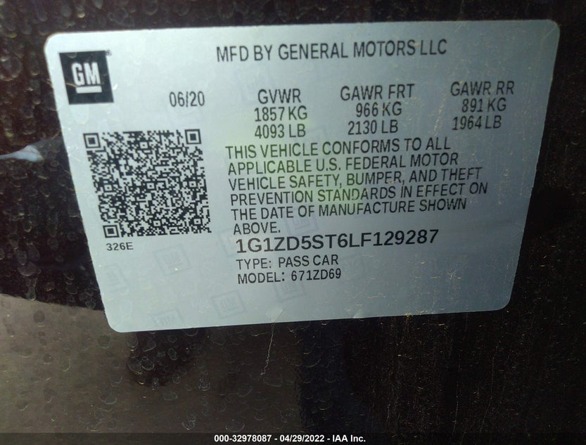 1G1ZD5ST6LF129287