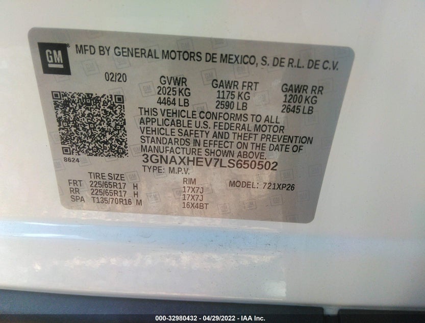 3GNAXHEV7LS650502