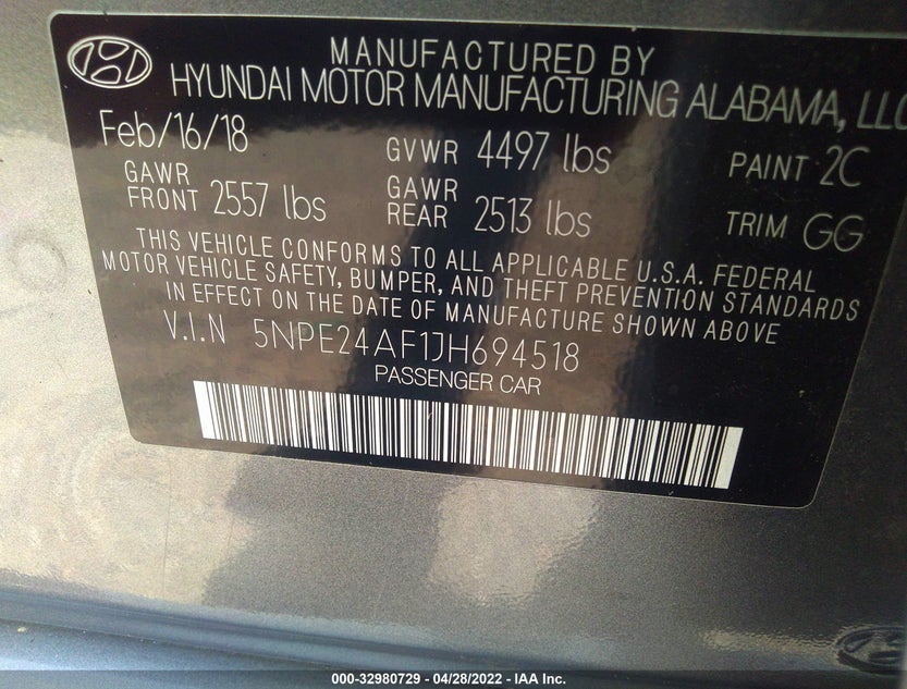 5NPE24AF1JH694518