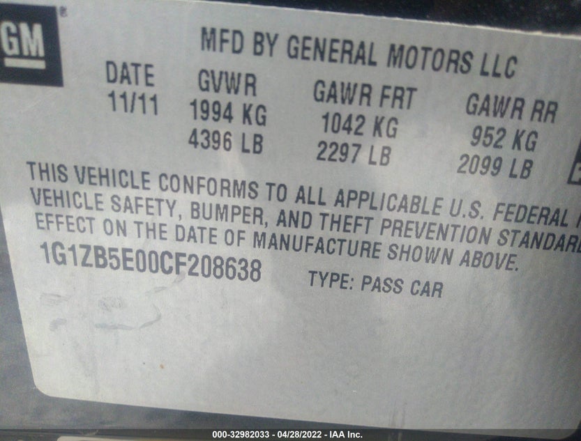 1G1ZB5E00CF208638