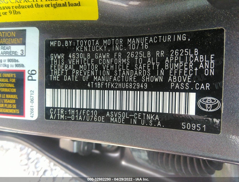 4T1BF1FK2HU682949