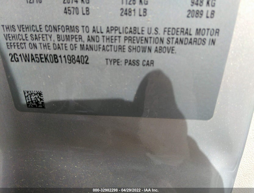 2G1WA5EK0B1198402