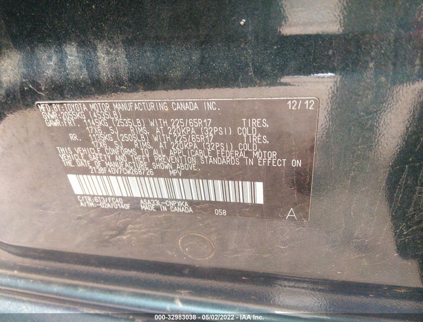 2T3BF4DV7CW268726