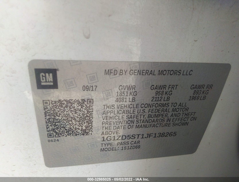 1G1ZD5ST1JF138265