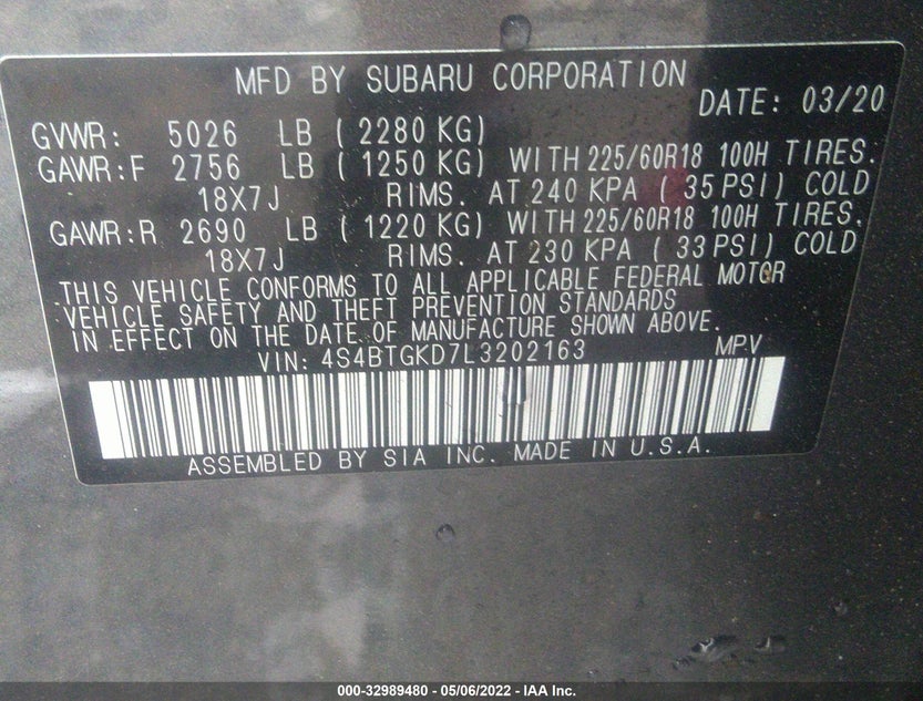 4S4BTGKD7L3202163