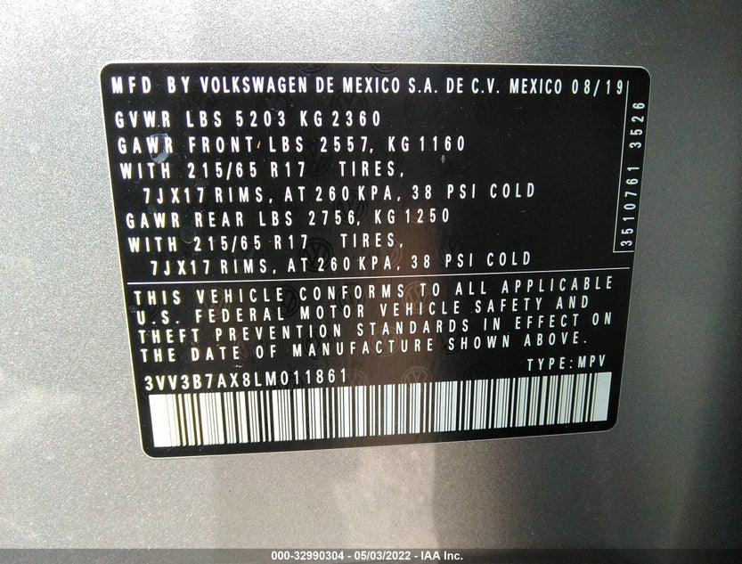 3VV3B7AX8LM011861