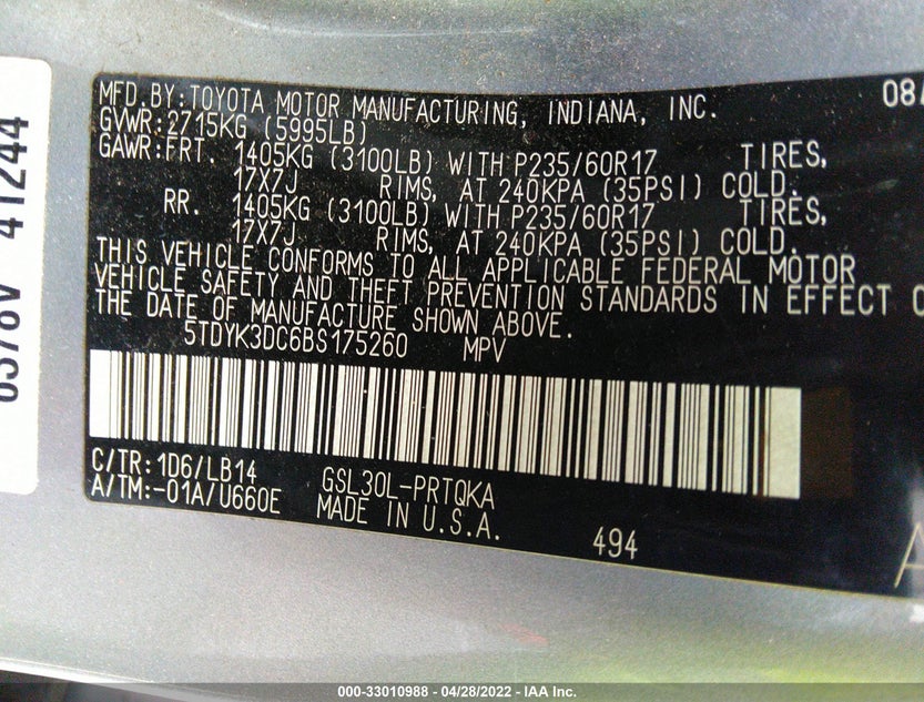 5TDYK3DC6BS175260