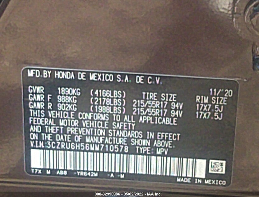 3CZRU6H56MM710578