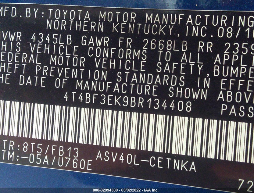 4T4BF3EK9BR134408