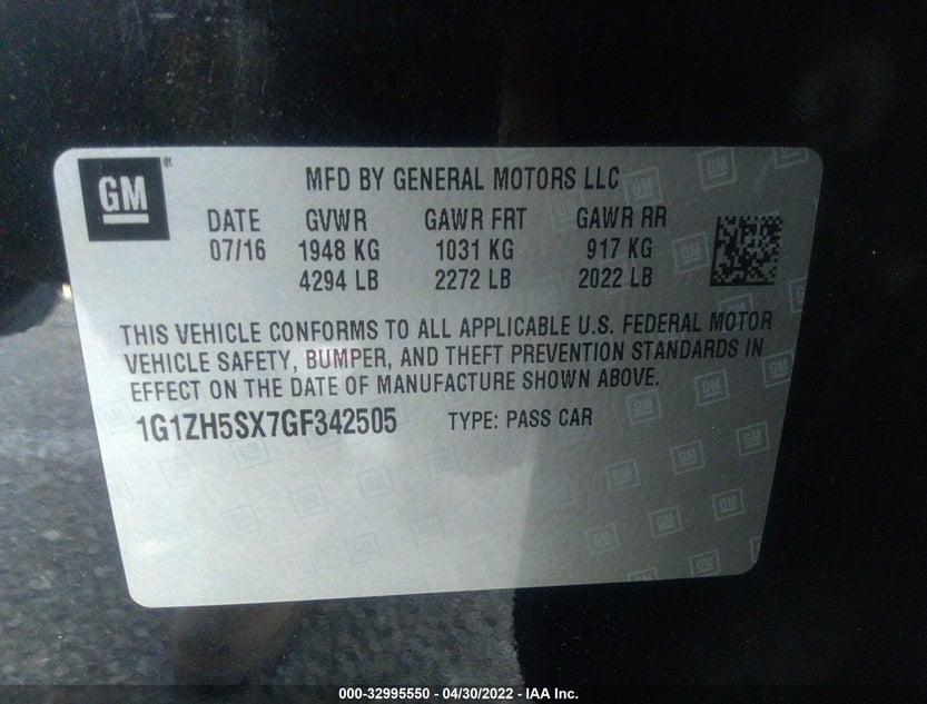 1G1ZH5SX7GF342505