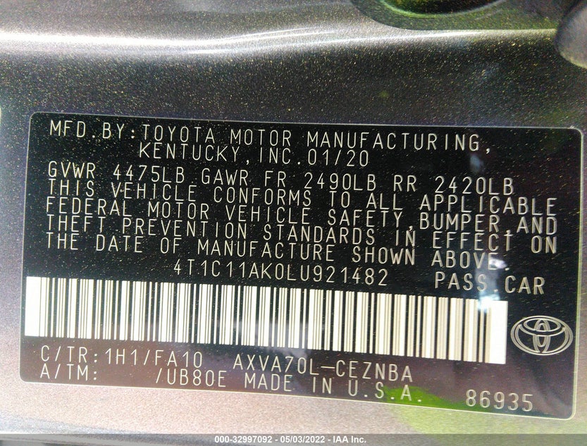 4T1C11AK0LU921482