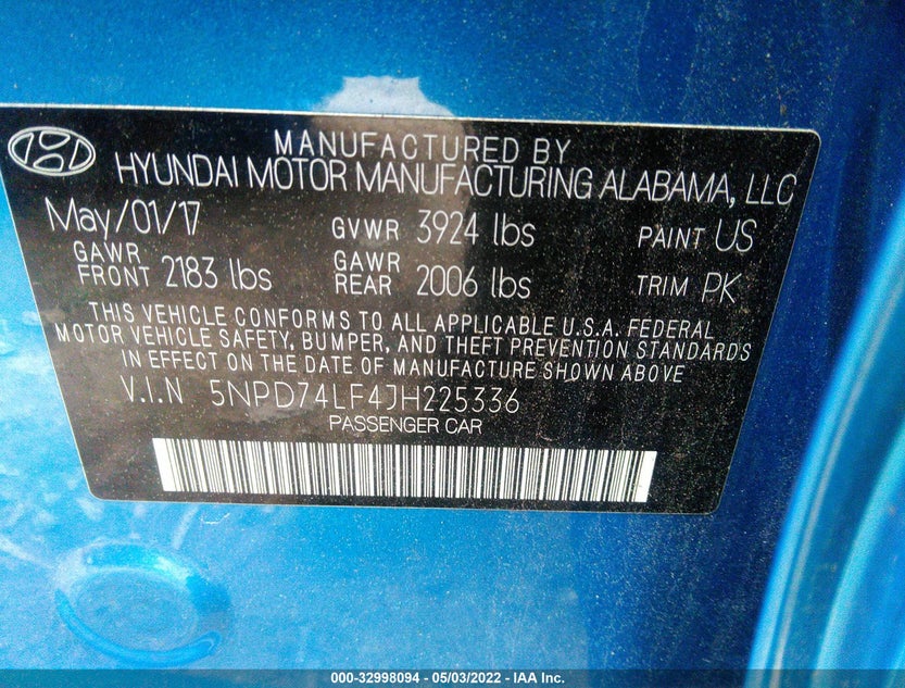5NPD74LF4JH225336