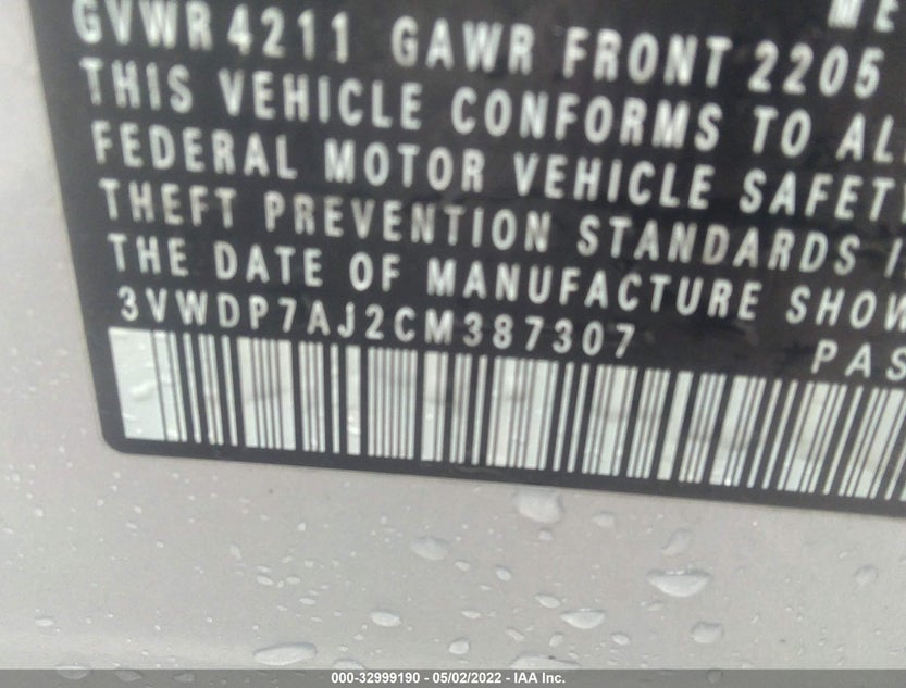 3VWDP7AJ2CM387307