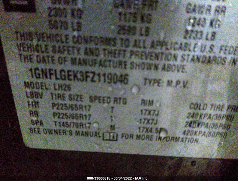 1GNFLGEK3FZ119046
