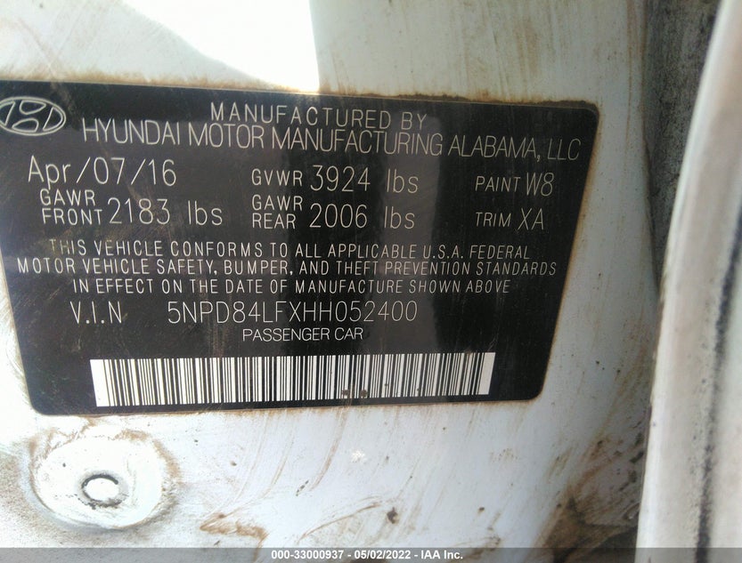 5NPD84LFXHH052400