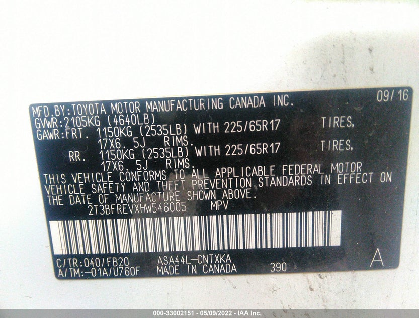 2T3BFREVXHW546005