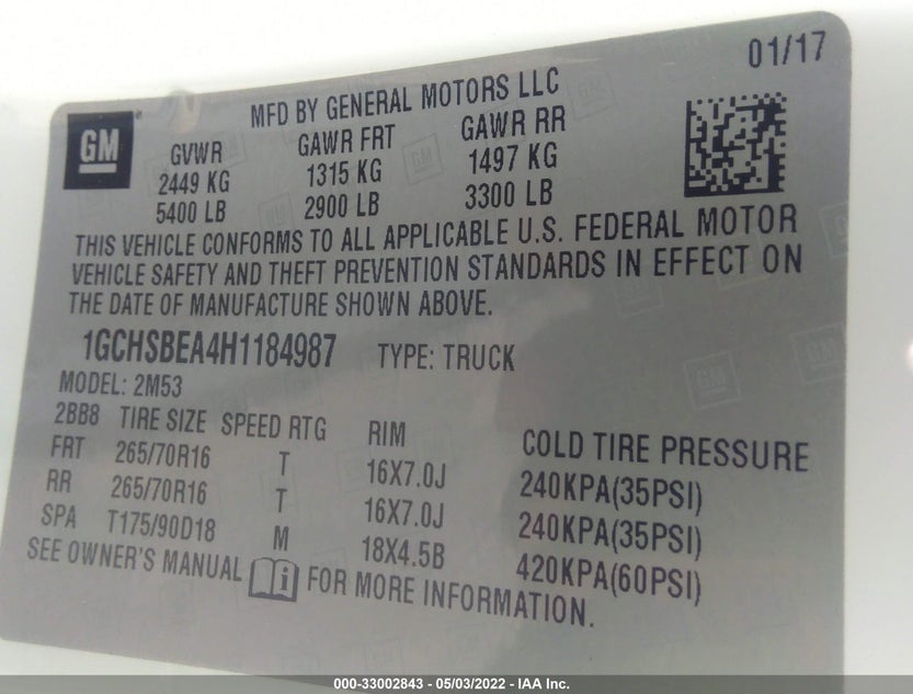 1GCHSBEA4H1184987