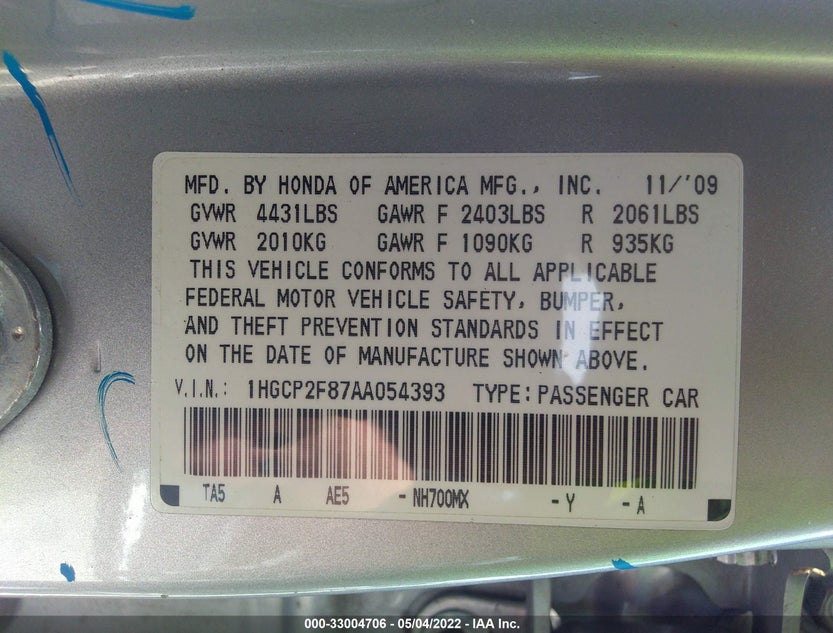 1HGCP2F87AA054393