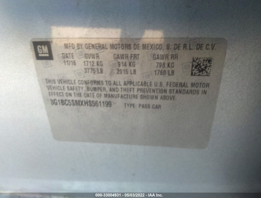 3G1BC5SMXHS561199