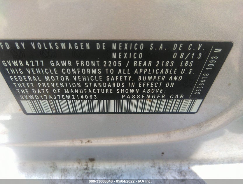 3VWD17AJ7EM214063