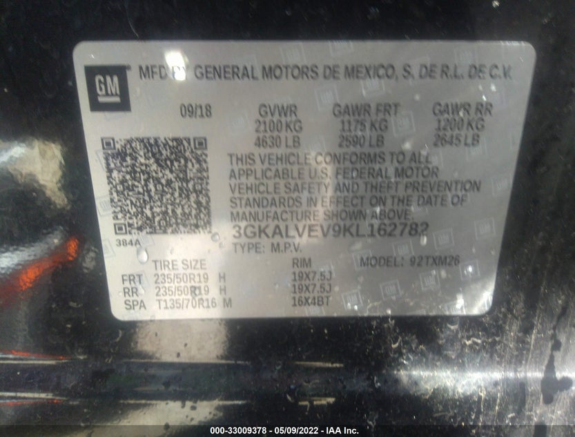 3GKALVEV9KL162782