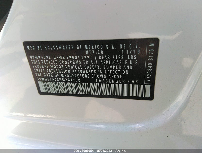 3VWD17AJ3HM284180