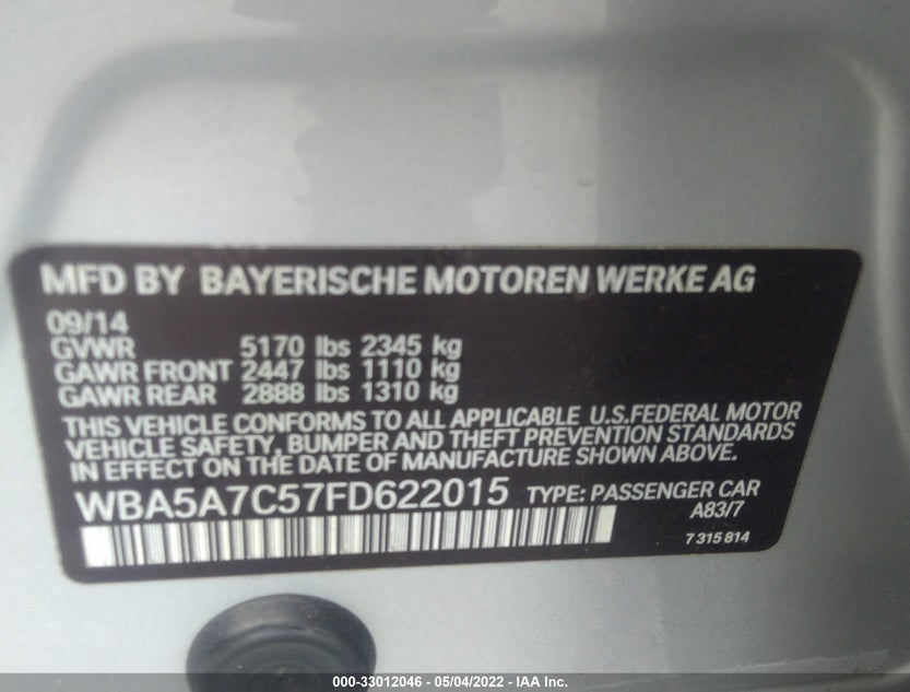 WBA5A7C57FD622015