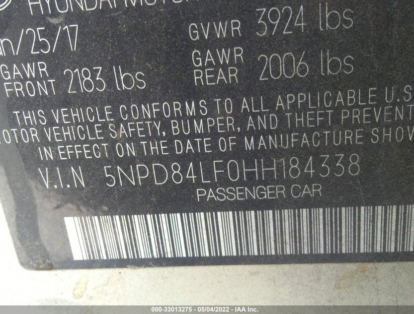 5NPD84LF0HH184338