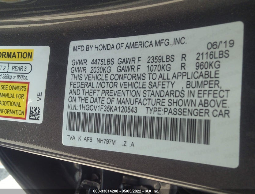 1HGCV1F35KA120543