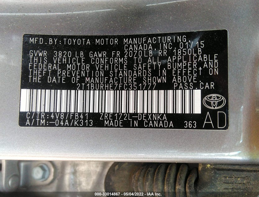 2T1BURHE7FC351777