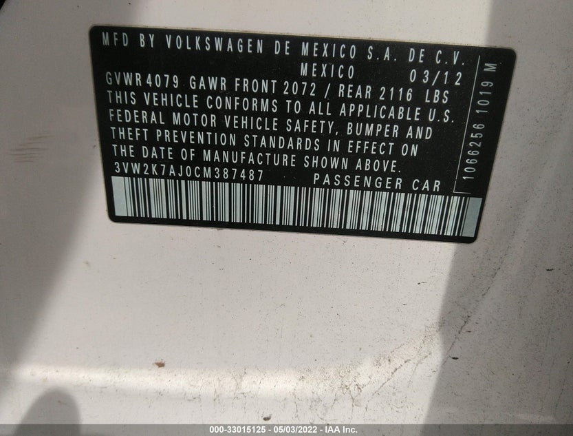 3VW2K7AJ0CM387487