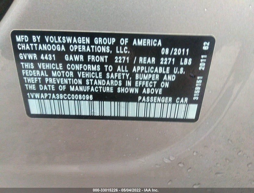 1VWAP7A39CC008096