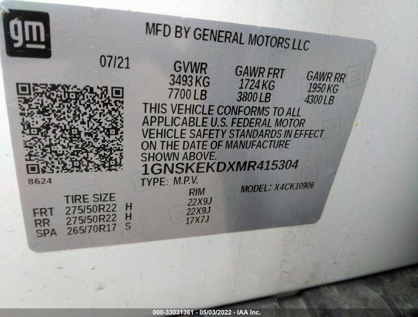 1GNSKEKDXMR415304