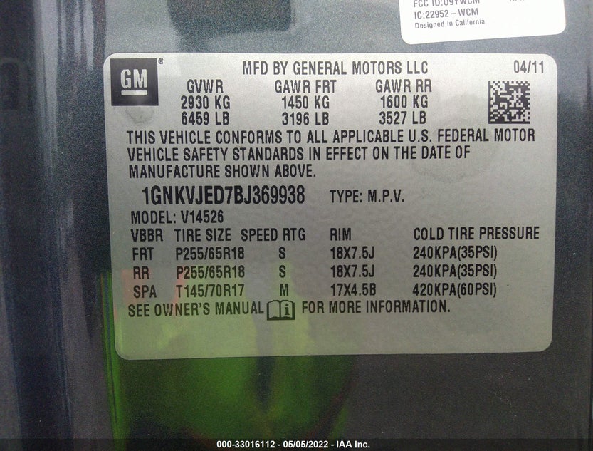 1GNKVJED7BJ369938
