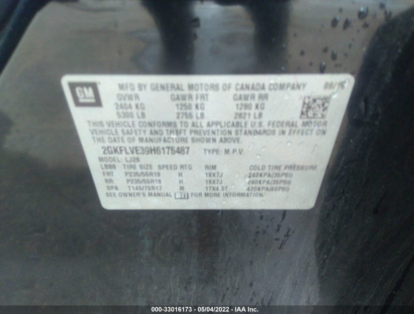 2GKFLVE39H6176487