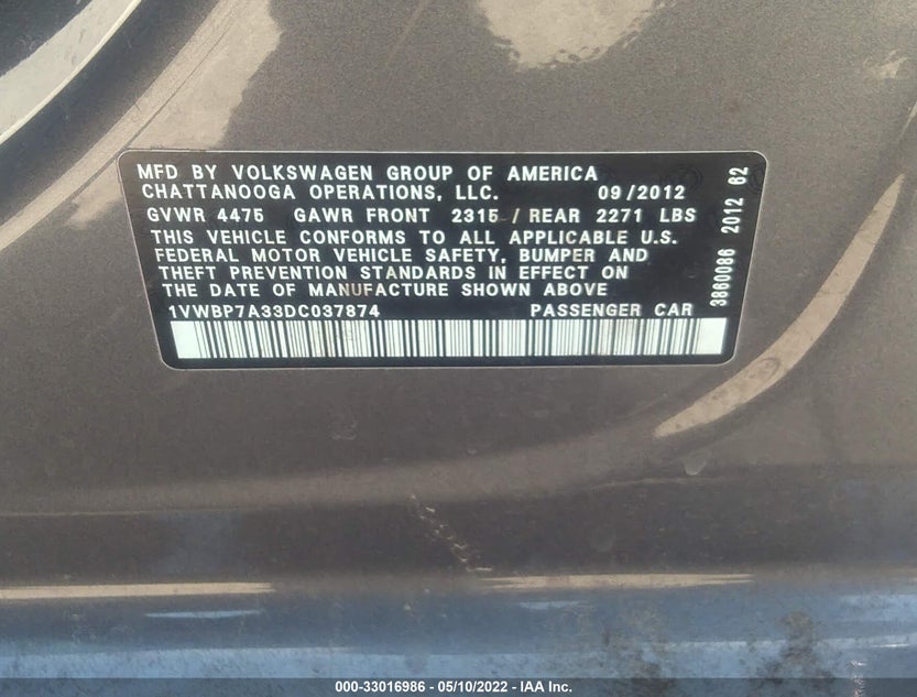 1VWBP7A33DC037874
