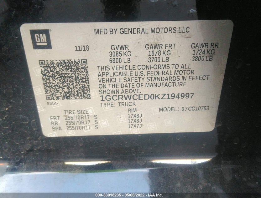 1GCRWCED0KZ194997