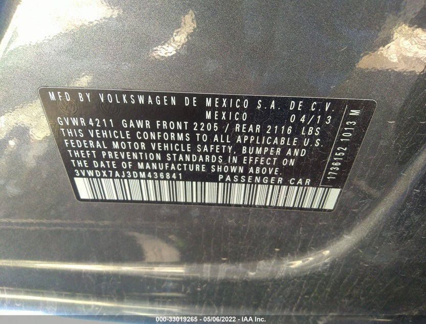 3VWDX7AJ3DM436841