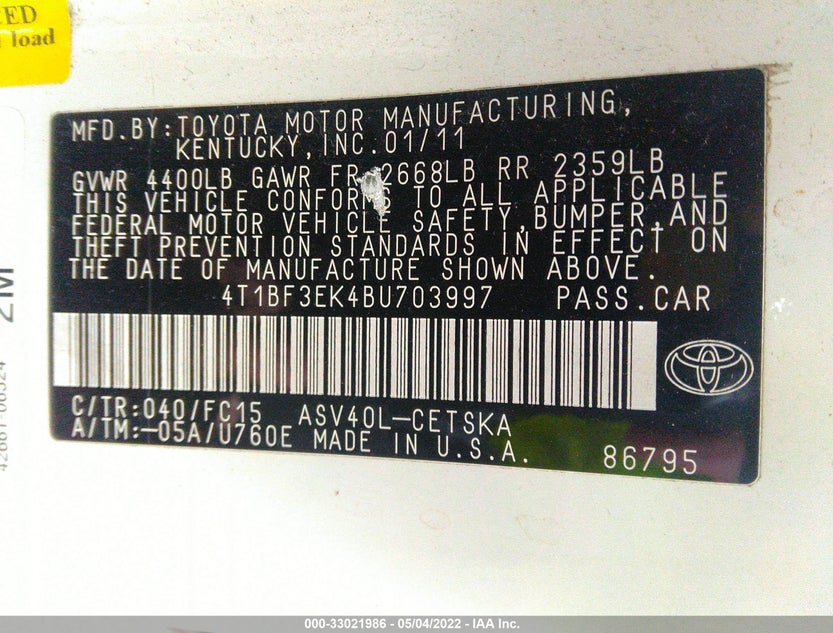 4T1BF3EK4BU703997