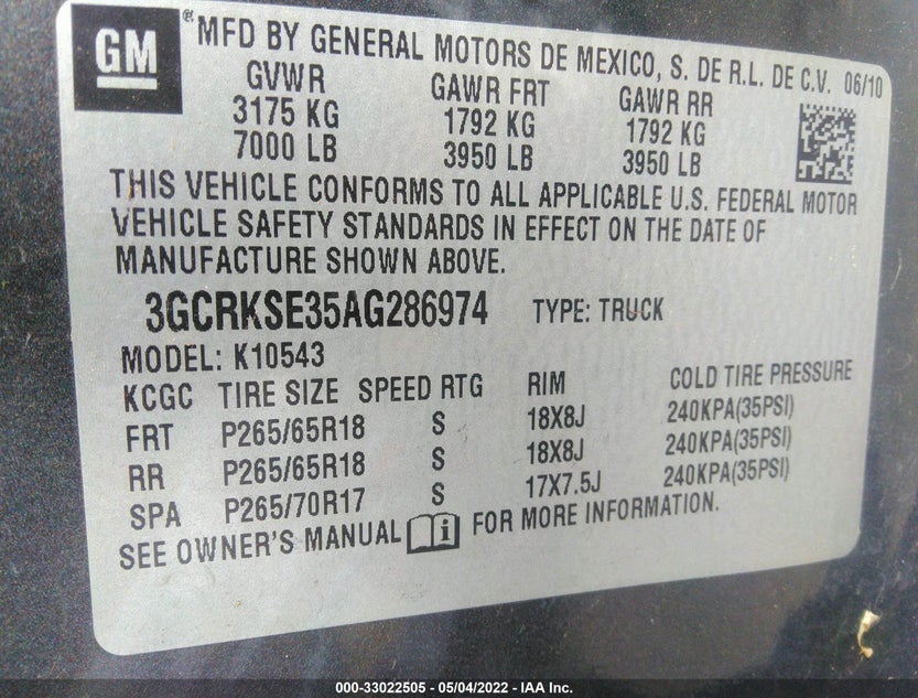 3GCRKSE35AG286974