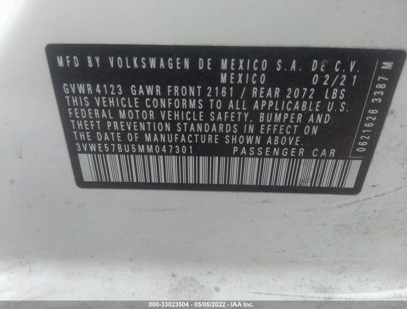 3VWE57BU5MM047301