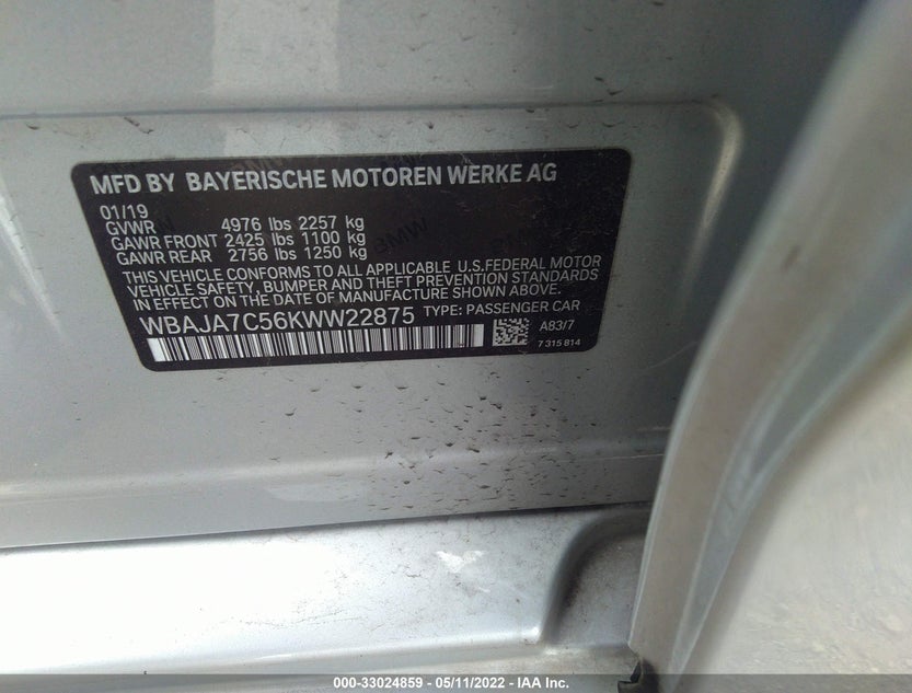 WBAJA7C56KWW22875