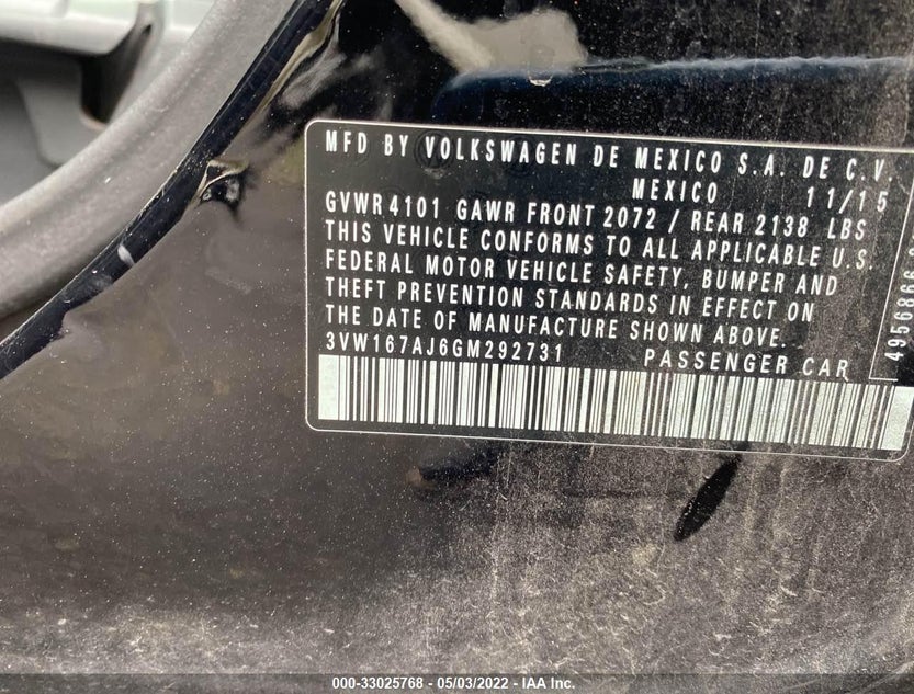 3VW167AJ6GM292731