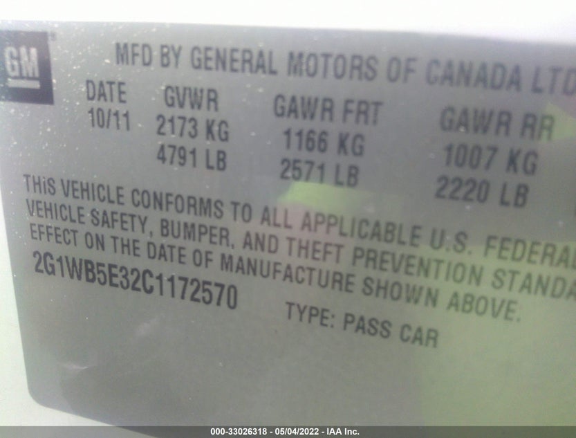 2G1WB5E32C1172570
