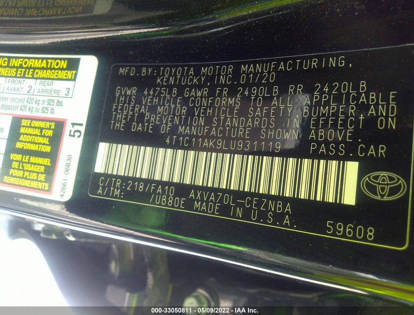 4T1C11AK9LU931119