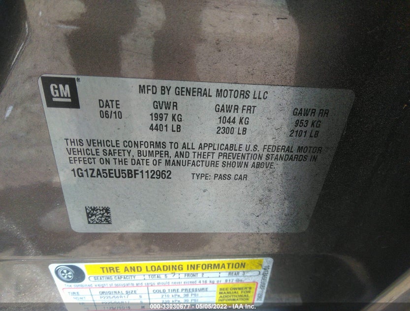 1G1ZA5EU5BF112962