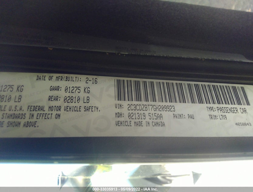 2C3CDZBT7GH209923