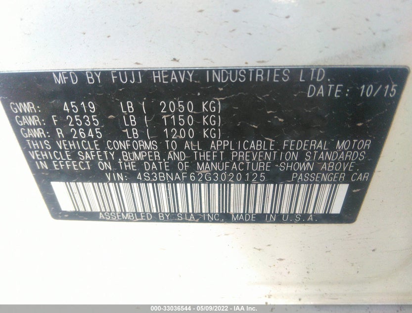 4S3BNAF62G3020125